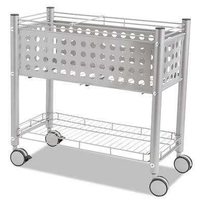 Rubbermaid FG9T6700BLA Medium Lipped Two Shelf Utility Cart - 40 x 24 x  31 1/4