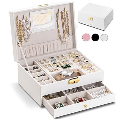 NUCAZA Jewelry Box For Women Girls With Mirror, 2-Layers Large Organizer Box  for Earrings, Necklaces, Bracelets & Rings - Travel Jewelry Case, Jewelry  Holder Storage, Gifts, White - Yahoo Shopping