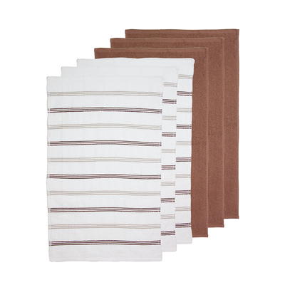 Mainstay Kitchen Dish Hand Towel Set of 4 Tan & White 100