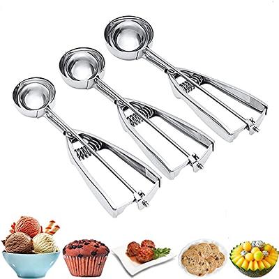 Ice Cream Scoop, 3Pcs Cookie Scoop Set, Stainless Steel Ice Cream Scooper  with Trigger Release, Large/Medium/Small Cookie Scooper for Baking, Cookie  Scoops for Baking Set of 3 with Cookie Dough Scoop… 