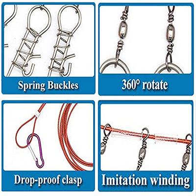 Stainless Steel Fishing Stringer Live Fish Lock, Big Fish Wire Rope Lock  with Float and Plastic Handle (10 Snaps)