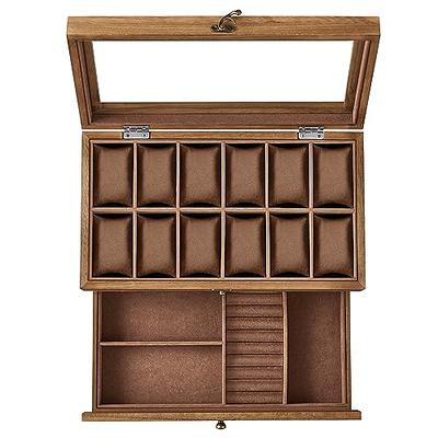 SONGMICS 12-Slot Watch Box, 2-Tier Watch Display Case with Large