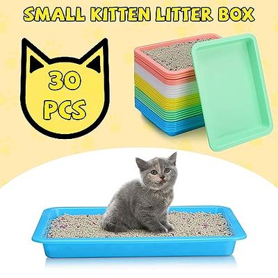 BNOSDM 2 Pack Senior Cat Litter Box Low Entry Kittens Travel Litter Box  with Scoop Open Collapsible Shallow Cats Potty Pan Foldable Pet Toilet for