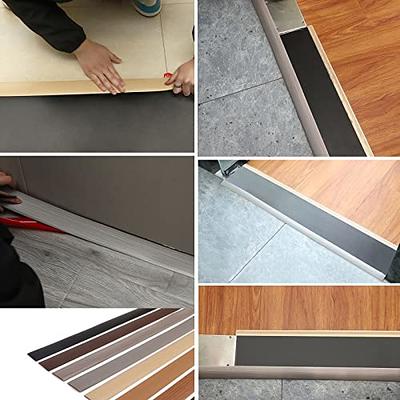 10ft Floor Transition Strip, Self Adhesive Carpet Edging Trim Strip, Threshold Strips for Threshold Height Less Than 5 mm (Gray Wood Grain)