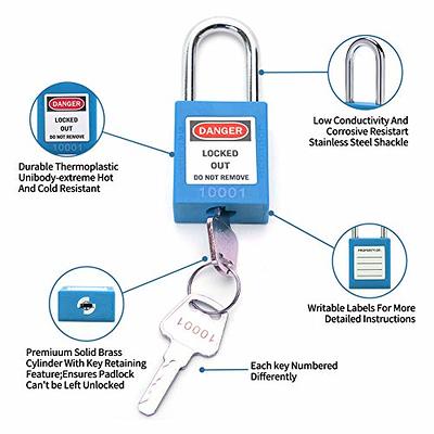 Blue Keyed Different Lockout Locks - 2 Keys - 10 Pack