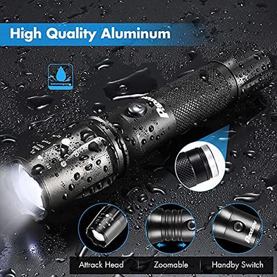 JAY-PARK Flashlights High Lumens Rechargeable, LED Flashlight 250000 Lumen  Super Bright Powerful, USB-C Handheld Flashlight Zoomable High Power