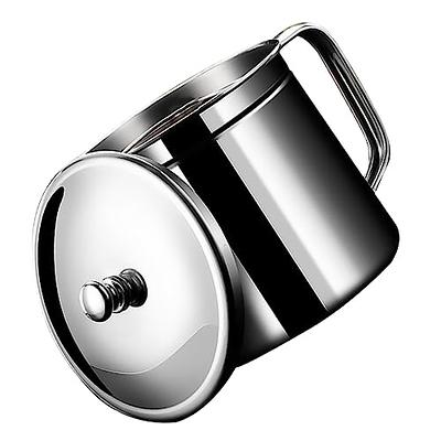 1pc Stainless Steel Bacon Grease Container With Strainer And