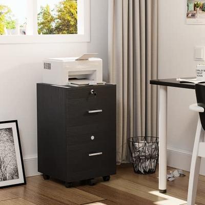 URTR Black 3-Drawer Mobile File Cabinet, Under Desk Metal Rolling