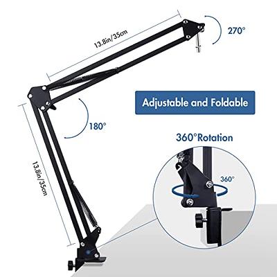 K669B Mic Boom Arm with Foam Windscreen, Suspension Boom Scissor Arm Stand  with Pop Filter Cover Compatible with Fifine K669B Microphone by SUNMON