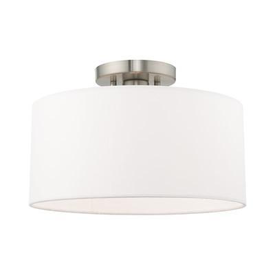 Livex Lighting 41097 Meridian 13 Wide Semi Flush Drum Ceiling Fixture Brushed Nickel Yahoo Shopping