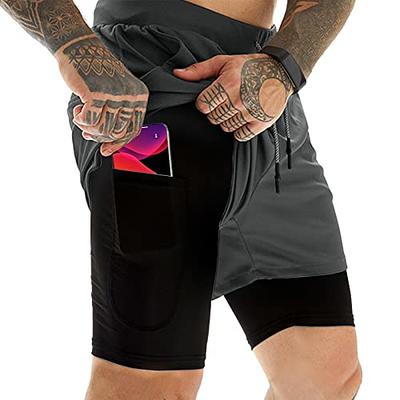 OEBLD Mens Athletic Shorts 2-in-1 Gym Workout Running 7'' Shorts with Towel  Loop Grey - Yahoo Shopping