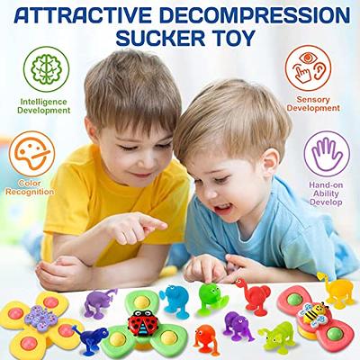  3PCS ALASOU Suction Cup Spinner Toys for 1 Year Old Boy Girl, Spinning Top Toddler Toys Age 1-2, 1 2 Year Old Boy Birthday Gift, Baby Bath  Toys for Kids Ages 1-3