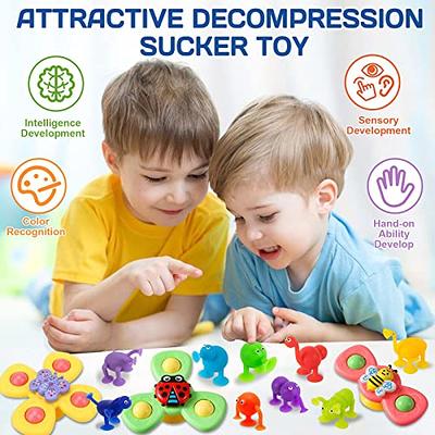 3pcs Suction Cup Spinning Top Toy - Baby Gift Ideas 1-3 year old baby  decompression rotating toy, gift for boys and girls 