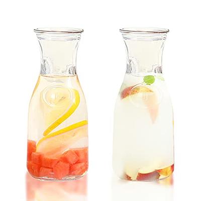 2 Pcs Glass Carafe with Lids, 1 Liter Juice Containers with Lids for Fridge  Clear Mimosa Bar Beverage Pitcher for Water, Juice, Milk, Lemonade - Yahoo  Shopping