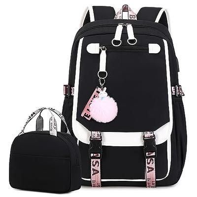 Cute Lightweight Water Resistant Backpack for Teen Girls School Backpack with Lunch Bag