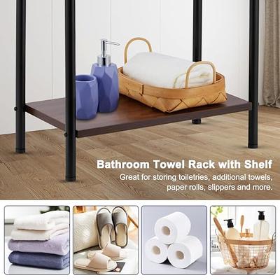 2-Tier Bathroom Shelf, Storage for Towel and Blanket-Towel Rack