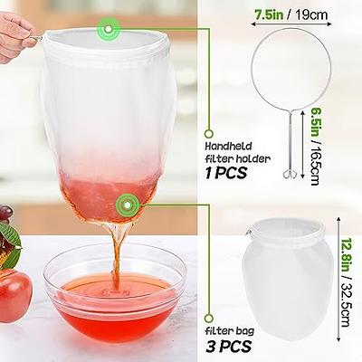 Ultra Fine Mesh Strainer Bags- 3Pcs Reusable Jelly Strainer Stand with  Stainless Steel Handle Frame- Food