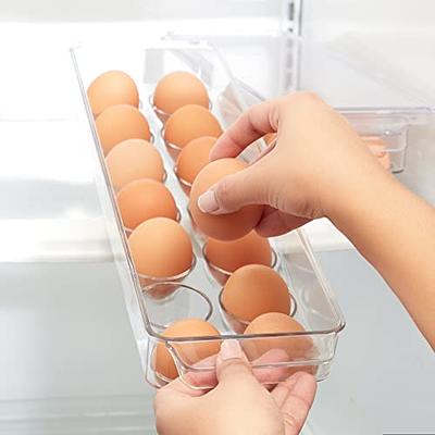 Greenco Refrigerator Organizer Bins for Eggs - Eggs Container for  Refrigerator - 14 Egg Organizer Container with Lid & Durable Handle -  Stackable