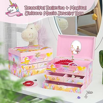 efubaby Musical Jewelry Box for Girls, Unicorn Necklace & Bracelet Set with  3 Pullout Drawers Spinning Ballerina Jewelry Box for Girls Kids Christmas  Birthday Gift Waltz of Flowers Tune, Colorful - Yahoo Shopping