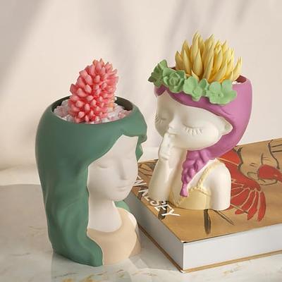Cute Girl Flower Pot Silicone Mold Small Flower Pots Silicone