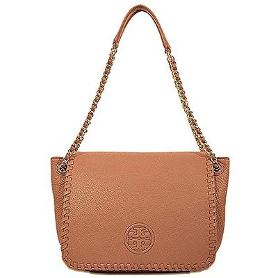 Tory Burch Brown Leather Shoulder Bag Zip Pockets Gold Hardware Bag