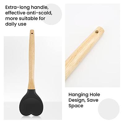 10.7 Inch Silicone Spatula, 2 Pcs Heart Shaped-wooden handle Silicone  Spatula for Cooking, Stirring, Pastry, Mixing, Kitchen Utensil, for  Mother's Day, Wedding Gifts, Engagement (Black) - Yahoo Shopping