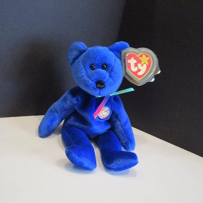 Clubby Rare Official Club Ty Beanie Babies, Bear, Royal Blue Bear