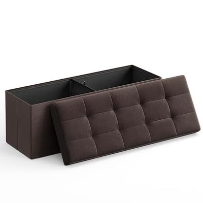 Nestl Storage 30-In Storage Ottoman Bench with Storage Bins for Bedroom -  Folding Foot Rest Ottoman with Storage for Living Room - Faux Leather -  Brown - Yahoo Shopping