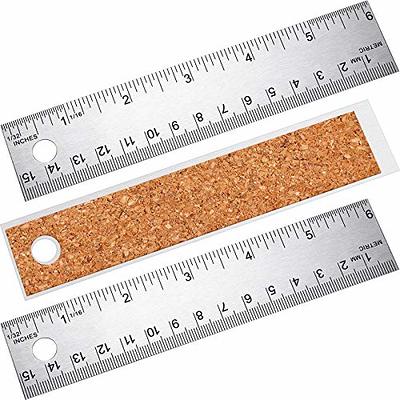 3 Pieces Stainless Steel Cork Back Rulers Metal Ruler Set Non Slip