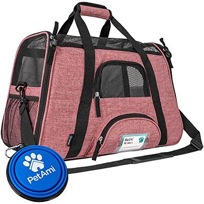 Paws & Pals Pet Carrier Airline Approved Soft-Sided Dogs Cats Kitten Puppy  Carrying Bag (Hot Pink)(Large) 