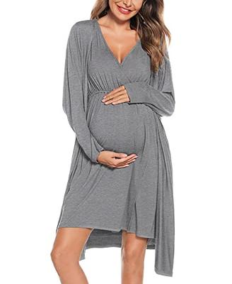 SWOMOG Women's Maternity Robe and Nursing Nightgown Sets for