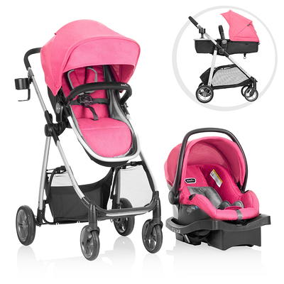 pink and black baby carriage