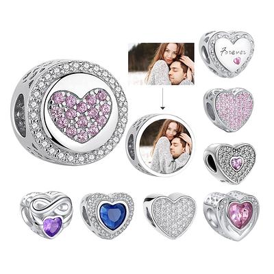 New 925 Sterling Silver Metallic Pink Heart Charm Beads Fit Pandora 925  Original Bracelet Charms for Women Pendant Jewelry Gift