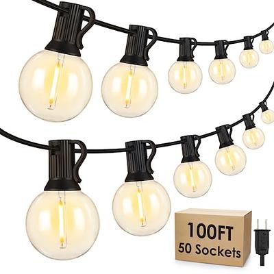 100 Foot White String Lights - G40 Clear Globe Bulbs (White Wire) - Outdoor  Indoor String Lights for Wedding, Bistro, Market, Cafe, Bedroom and Tent