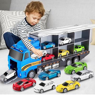 TEMI Transport Cars Carrier Set Toys w/Play Mat, Die-cast Vehicles