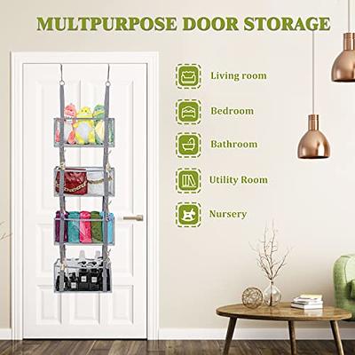 Over the Door Organizer, Back of Door Hanging Shelf Storage, Hanging  Shelves Closet Organizer with 4 Large Clear Pockets, Dual-use Hanging or  Wall Mount Diaper Toy Storage Bag for Nursery, Dorm 