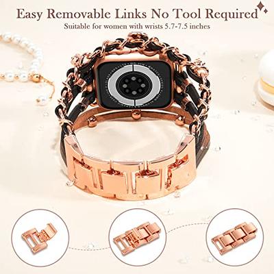  WONMILLE Posh Leather Bands Compatible With Apple Watch 41mm  40mm 38mm 45mm 44mm 42mm 49mm Women, Boho Bracelets Jewelry Multilayer Wrap