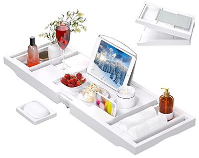 Bathtub Caddy Tray,Expandable Bathroom Tray with Reading Rack or Tablet  Holder,Multifunctional Bathtub Tray, Tub Organizer Holder for Wine Cup,  Soap Dish, Book Space & Phone Slot - Yahoo Shopping