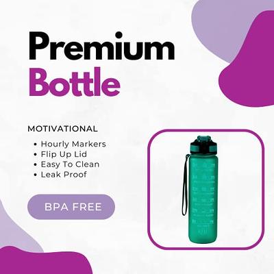 Time Marked Sports Water Bottle With Leak Proof Straw, Reusable