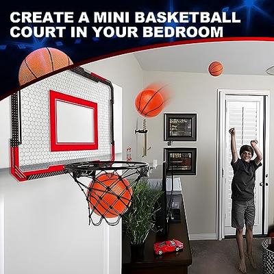 Over The Door Basketball Hoop Indoor - Mini Basketball Hoop for Kids and Adults Door Room Basketball Hoop Mini Hoop with 4 Balls, Basketball Toy