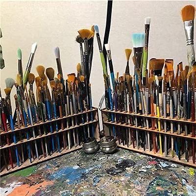 Wooden Paintbrush Holder Stand 67 Paint Brushes, Multi Art Plastic