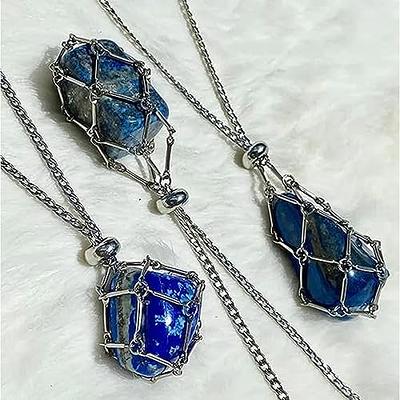 Bbzmnn Crystal Stone Holder Necklace, Adjustable Crystal Cage