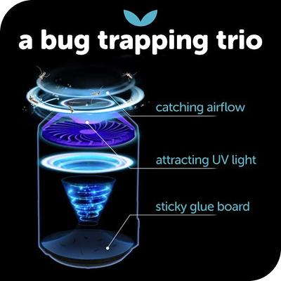 Indoor Fly Trap - Catcher & Killer for Mosquito, Gnat, Moth, Fruit Flies -  Non-Zapper Traps for Buzz-Free Home - Catch Flying Insect Indoors with