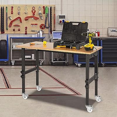 Aain A052 Mechanics Rolling Work Table, Adjustable Mobile Tray Table for Shop, Garage, DIY. Tool Tray Cable with WHEELS. 220 lb. Capacity