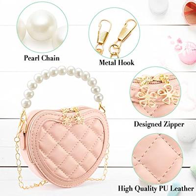 Pearl Handle Girls Mini Shoulder Messenger Bag Princess Wallet Coin Purse  Handbags Cute Children's Heart-shaped Crossbody Bags