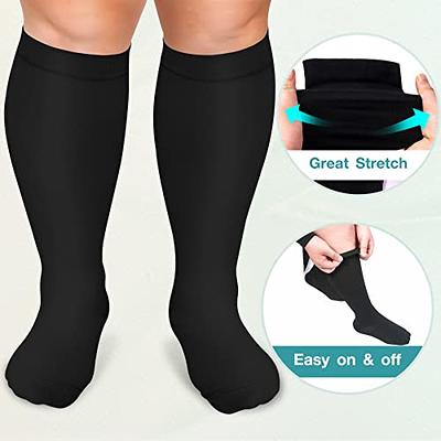 Iseasoo Plus Size Compression Socks for Men and Women-3 pairs Wide Calf  Knee High Compression Stockings Support for Circulation,Nurses, Running 4XL  - Yahoo Shopping