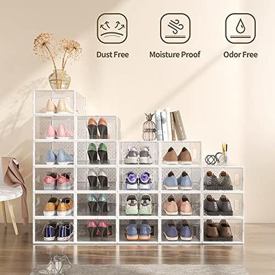 Shoe Storage Box, 12 Pack Clear Plastic Organizers Stackable Shoe