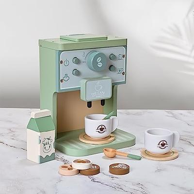 PairPear Kids Wooden Toys Coffee Maker Toy Espresso Machine Playset -  Toddler Play Kitchen Accessories Gift for Girls and Boys