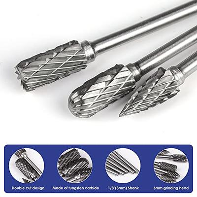 Tungsten Carbide Rotary Burr Set for Dremel, 10PCS Carbide Double Cut  Carving Burr Bits with 1/8” Shank Rotary Tool Accessories for Woodworking