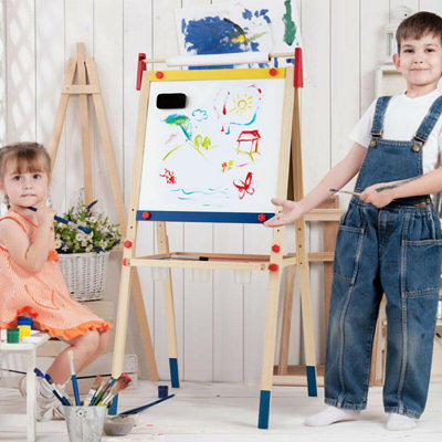 Costway Kids Easel For Two Adjustable Height Double Sided Art